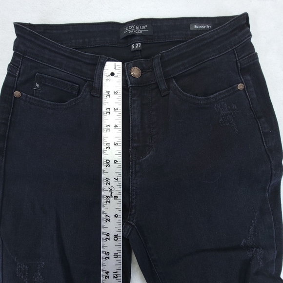 Judy Blue Womens Skinny Fit Distressed Black Leopard Print Jeans 5/27 JB82168BK - Picture 5 of 13